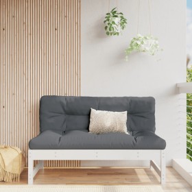 Sofá central de jardín madera maciza de pino blanco 120x80 cm