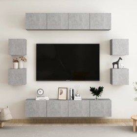 Juego de muebles de salón 7 piezas gris hormigón en Muebles TV | Comprar online en Foro24