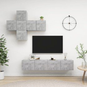 Set de muebles de salón 7 pzas madera ingeniería gris hormigón en Muebles TV | Comprar online en Foro24