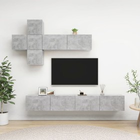 Set de muebles de salón 7 pzas madera ingeniería gris hormigón en Muebles TV | Comprar online en Foro24