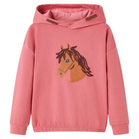 Sudadera infantil con capucha rosa palo 104