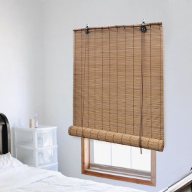 Persiana enrollable de bambú marrón 100x220 cm