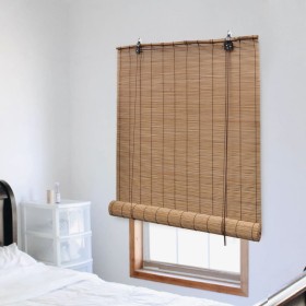 Persiana enrollable de bambú marrón 100x220 cm
