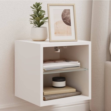 Wand-TV-Schränke mit LED-Leuchten, 2 Stück, weiß, 30 x 28,5 x 30 cm von , TV-Möbel - Ref: Foro24-836974, Preis: 39,98 €, Raba...
