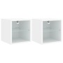 Muebles de TV de pared con luces LED 2 uds blanco 30x28,5x30 cm de , Muebles TV - Ref: Foro24-836974, Precio: 39,91 €, Descue...