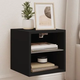 Wall TV cabinets with LED lights 2 pcs black 30x28.5x30 cm by , TV Furniture - Ref: Foro24-836976, Price: 40,79 €, Discount: %