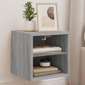 Wall-mounted TV cabinet with LED lights Sonoma gray 30x28.5x30 cm by , TV Furniture - Ref: Foro24-836983, Price: 26,67 €, Dis...