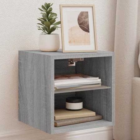 Wandmontierter TV-Schrank mit LED-Leuchten Sonomagrau 30x28,5x30 cm von , TV-Möbel - Ref: Foro24-836983, Preis: 27,00 €, Raba...