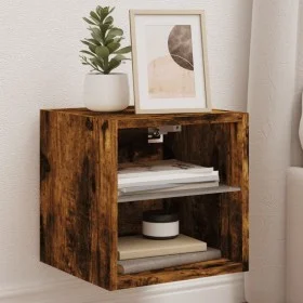 Wall-mounted TV cabinet with LED lights smoked oak 30x28.5x30 cm by , TV Furniture - Ref: Foro24-836981, Price: 26,26 €, Disc...