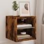 Wandmontierter TV-Schrank mit LED-Leuchten, geräucherte Eiche, 30 x 28,5 x 30 cm von , TV-Möbel - Ref: Foro24-836981, Preis: ...