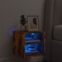 Wandmontierter TV-Schrank mit LED-Leuchten, geräucherte Eiche, 30 x 28,5 x 30 cm von , TV-Möbel - Ref: Foro24-836981, Preis: ...
