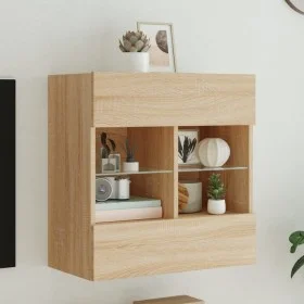 Wandmontierter TV-Schrank mit LED-Leuchten Sonoma-Eiche 58,5 x 30 x 60,5 cm von , TV-Möbel - Ref: Foro24-837094, Preis: 55,10...