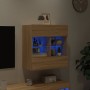 Mueble TV de pared con luces LED roble Sonoma 58,5x30x60,5 cm de , Muebles TV - Ref: Foro24-837094, Precio: 55,74 €, Descuent...