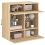 Wandmontierter TV-Schrank mit LED-Leuchten Sonoma-Eiche 58,5 x 30 x 60,5 cm von , TV-Möbel - Ref: Foro24-837094, Preis: 55,81...