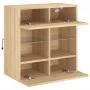 Wandmontierter TV-Schrank mit LED-Leuchten Sonoma-Eiche 58,5 x 30 x 60,5 cm von , TV-Möbel - Ref: Foro24-837094, Preis: 55,10...