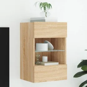 Mueble de TV de pared con luces LED roble Sonoma 40x30x60,5 cm de , Muebles TV - Ref: Foro24-837082, Precio: 42,04 €, Descuen...