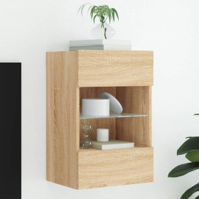Wall-mounted TV cabinet with LED lights Sonoma oak 40x30x60.5 cm by , TV Furniture - Ref: Foro24-837082, Price: 42,56 €, Disc...