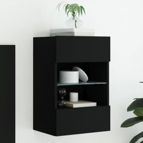 Wandmontierter TV-Schrank mit LED-Leuchten schwarz 40x30x60,5 cm von , TV-Möbel - Ref: Foro24-837080, Preis: 44,27 €, Rabatt: %