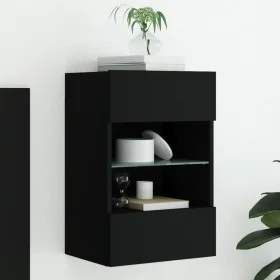 Wandmontierter TV-Schrank mit LED-Leuchten schwarz 40x30x60,5 cm von , TV-Möbel - Ref: Foro24-837080, Preis: 43,72 €, Rabatt: %