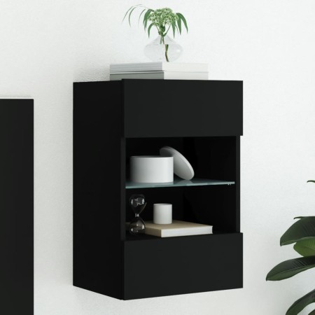Wandmontierter TV-Schrank mit LED-Leuchten schwarz 40x30x60,5 cm von , TV-Möbel - Ref: Foro24-837080, Preis: 44,27 €, Rabatt: %