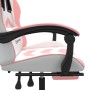 Silla gaming con reposapiés cuero sintético blanco y rosa
