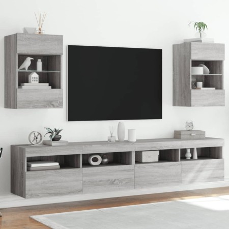 TV-Wandmöbel LED-Leuchten 2 Stück grau Sonoma 40x30x60,5 cm von , TV-Möbel - Ref: Foro24-837089, Preis: 90,22 €, Rabatt: %