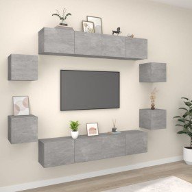 Set de muebles de TV 8 pzas madera contrachapada gris hormigón en Muebles TV | Comprar online en Foro24