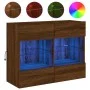Mueble TV de pared con luces LED roble marrón 78,5x30x60,5 cm de , Muebles TV - Ref: Foro24-837105, Precio: 66,13 €, Descuent...