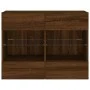 Mueble TV de pared con luces LED roble marrón 78,5x30x60,5 cm de , Muebles TV - Ref: Foro24-837105, Precio: 66,13 €, Descuent...