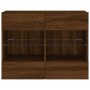 Wandmontierter TV-Schrank mit LED-Leuchten, braune Eiche, 78,5 x 30 x 60,5 cm von , TV-Möbel - Ref: Foro24-837105, Preis: 66,...