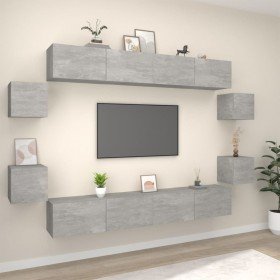 Set de muebles de TV 8 pzas madera contrachapada gris hormigón en Muebles TV | Comprar online en Foro24