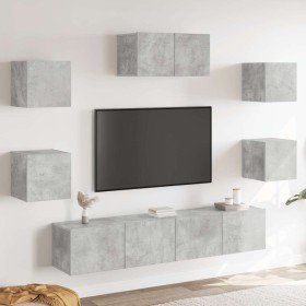 Juego de mueble TV 7 piezas madera contrachapada gris hormigón en Muebles TV | Comprar online en Foro24