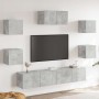 Juego de mueble TV 7 piezas madera contrachapada gris hormigón en Muebles TV | Comprar online en Foro24
