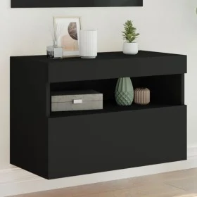 Wall-mounted TV cabinet with LED lights black 60x30x40 cm by , TV Furniture - Ref: Foro24-837185, Price: 48,47 €, Discount: %