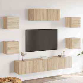 Set de muebles para TV 7 pzas madera contrachapada roble Sonoma en Muebles TV | Comprar online en Foro24