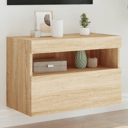 Wandmontierter TV-Schrank mit LED-Leuchten Sonoma-Eiche 60x30x40 cm von , TV-Möbel - Ref: Foro24-837187, Preis: 48,15 €, Raba...