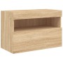 Wandmontierter TV-Schrank mit LED-Leuchten Sonoma-Eiche 60x30x40 cm von , TV-Möbel - Ref: Foro24-837187, Preis: 48,15 €, Raba...