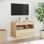 Wandmontierter TV-Schrank mit LED-Leuchten Sonoma-Eiche 60x30x40 cm von , TV-Möbel - Ref: Foro24-837187, Preis: 48,15 €, Raba...
