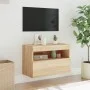 Wandmontierter TV-Schrank mit LED-Leuchten Sonoma-Eiche 60x30x40 cm von , TV-Möbel - Ref: Foro24-837187, Preis: 47,40 €, Raba...