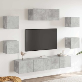 Set de muebles de TV 7 pzas madera contrachapada gris hormigón en Muebles TV | Comprar online en Foro24