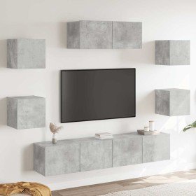 Set de muebles de TV 7 pzas madera contrachapada gris hormigón en Muebles TV | Comprar online en Foro24