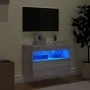 Wall-mounted TV cabinet with LED lights Sonoma gray 60x30x40 cm by , TV Furniture - Ref: Foro24-837193, Price: 50,80 €, Disco...