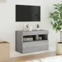 Wall-mounted TV cabinet with LED lights Sonoma gray 60x30x40 cm by , TV Furniture - Ref: Foro24-837193, Price: 50,80 €, Disco...