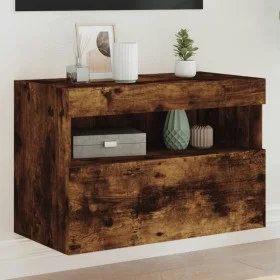Wandmontierter TV-Schrank mit LED-Leuchten, geräucherte Eiche, 60 x 30 x 40 cm von , TV-Möbel - Ref: Foro24-837191, Preis: 56...
