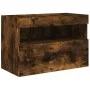 Wall-mounted TV cabinet with LED lights smoked oak 60x30x40 cm by , TV Furniture - Ref: Foro24-837191, Price: 56,88 €, Discou...