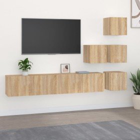 Mueble de pared para TV madera contrachapada color roble sonoma en Muebles TV | Comprar online en Foro24