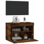 Wall-mounted TV cabinet with LED lights smoked oak 60x30x40 cm by , TV Furniture - Ref: Foro24-837191, Price: 56,88 €, Discou...