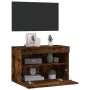 Wandmontierter TV-Schrank mit LED-Leuchten, geräucherte Eiche, 60 x 30 x 40 cm von , TV-Möbel - Ref: Foro24-837191, Preis: 57...