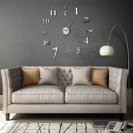 Modernes Design 3D Wanduhr 100 cm XXL silber von vidaXL, Wanduhren - Ref: Foro24-50636, Preis: 27,94 €, Rabatt: %