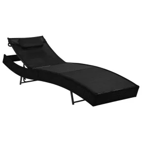 Sun lounger with black synthetic rattan cushion by vidaXL, Loungers - Ref: Foro24-44717, Price: 90,90 €, Discount: %